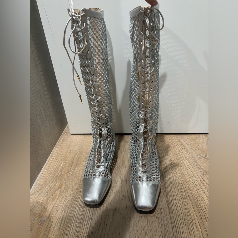 Dior Naughtily-D Fishnet Knee Boots
